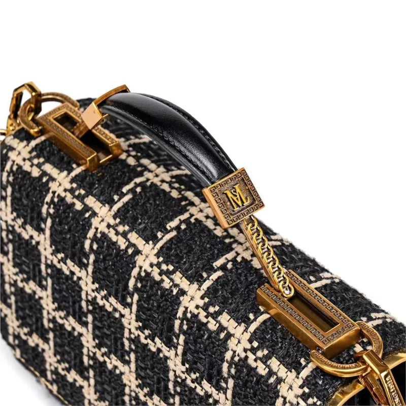 Bolsa Feminina de luxo 2025 -xadrez textura de alta qualidade
